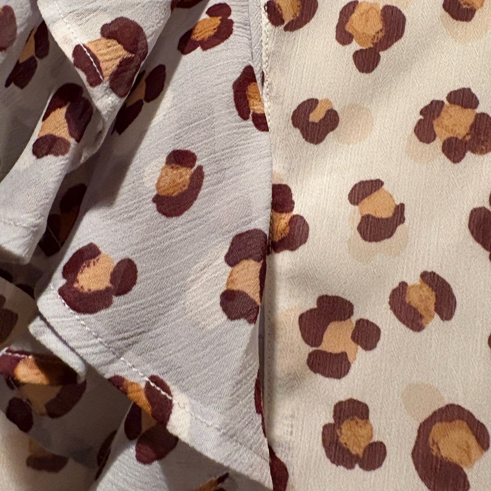 Ann Taylor Cream and Brown Leopard Patterned Blouse - Picture 6 of 9